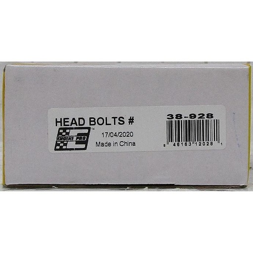 [38-928ENG] Head Bolt Kit : 1999-2009 Toyota Corolla L4, 1.8L / 1794 CID DOHC 16 Valve, Engine Code : 1ZZFE, Vin Code : R